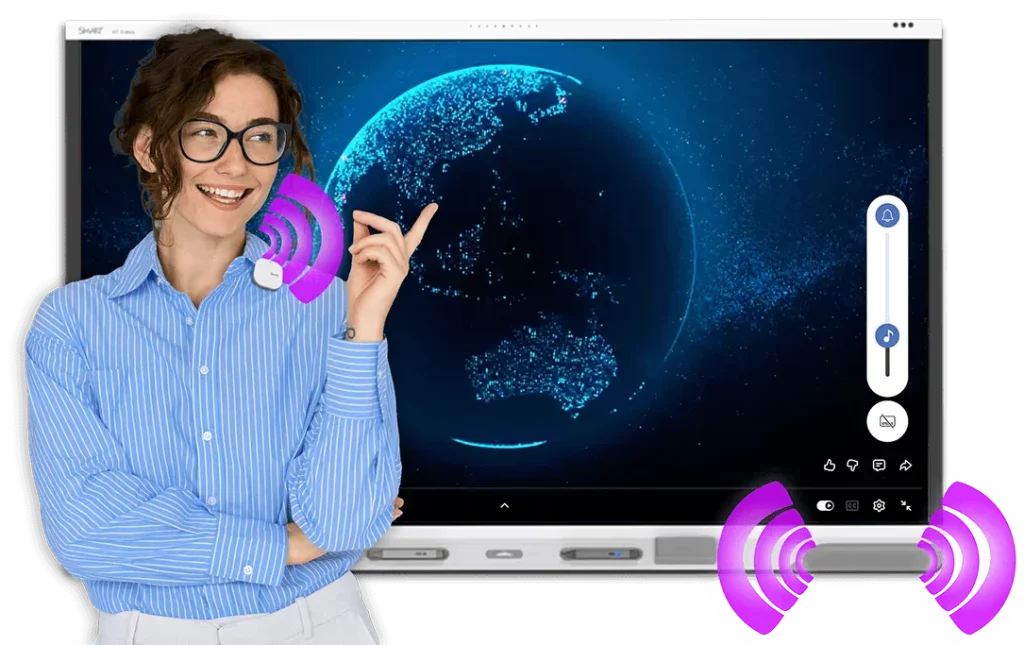 Teacher with SMART board soundlift